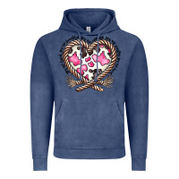 Vintage Denim western cowhide heart Vintage Hoodie - CowhideDigitalArt