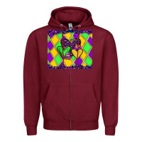 Burgundy mardi gras hearts Zipper Hoodie - JahusDesignShop
