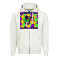 Oatmeal Heather mardi gras hearts Zipper Hoodie - JahusDesignShop