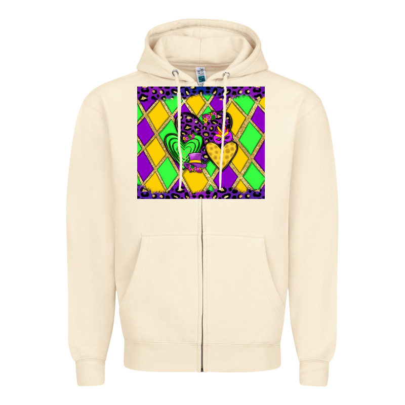 Mardi Gras Hearts Zipper Hoodie by JahusDesignShop | Teevron