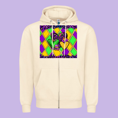 Mardi Gras Hearts Zipper Hoodie Designed By Jahusdesignshop