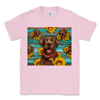 Bubblegum Pink Chocolate Labrador with sunflowers western Classic Tee - Artiststas