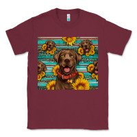 Burgundy Chocolate Labrador with sunflowers western Classic Tee - Artiststas