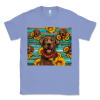 Colony Blue Chocolate Labrador with sunflowers western Classic Tee - Artiststas