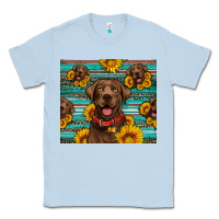 Dusty Blue Chocolate Labrador with sunflowers western Classic Tee - Artiststas