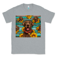 Heather Grey Chocolate Labrador with sunflowers western Classic Tee - Artiststas