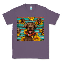 Lavender Chocolate Labrador with sunflowers western Classic Tee - Artiststas