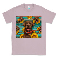 Lilac Chocolate Labrador with sunflowers western Classic Tee - Artiststas