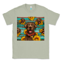 Matcha Chocolate Labrador with sunflowers western Classic Tee - Artiststas