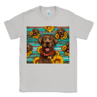 Moon Dust Chocolate Labrador with sunflowers western Classic Tee - Artiststas