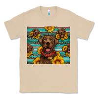 Mushroom Chocolate Labrador with sunflowers western Classic Tee - Artiststas