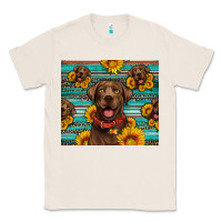Natural Chocolate Labrador with sunflowers western Classic Tee - Artiststas