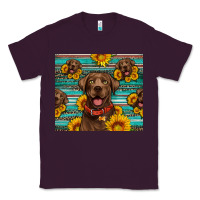 Plum Chocolate Labrador with sunflowers western Classic Tee - Artiststas