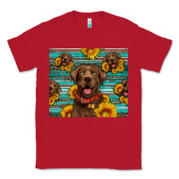 Red Chocolate Labrador with sunflowers western Classic Tee - Artiststas