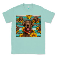 Seafoam Chocolate Labrador with sunflowers western Classic Tee - Artiststas