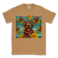 Toasted Coconut Chocolate Labrador with sunflowers western Classic Tee - Artiststas