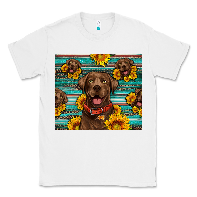 Chocolate Labrador With Sunflowers Western Classic Tee by Artiststas | Teevron