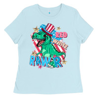 Baby Blue Red white rawr Ladies Tee - FaDigitalArtStudio