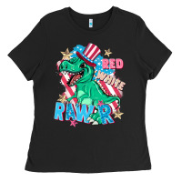 Black Red white rawr Ladies Tee - FaDigitalArtStudio