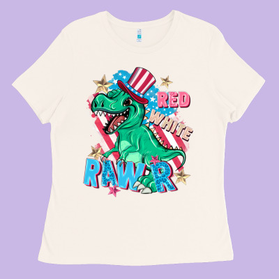 Red White Rawr Ladies Tee Designed By Fadigitalartstudio