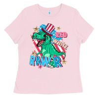 Bubblegum Pink Red white rawr Ladies Tee - FaDigitalArtStudio