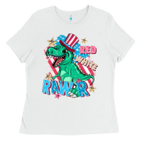 White Red white rawr Ladies Tee - FaDigitalArtStudio
