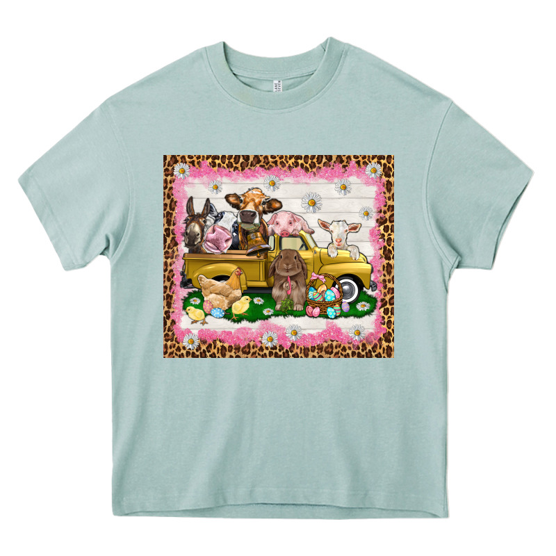Easter Day With Farm Animals Tumbler Heavy Core Tee by HowdyJamesFarm | Teevron
