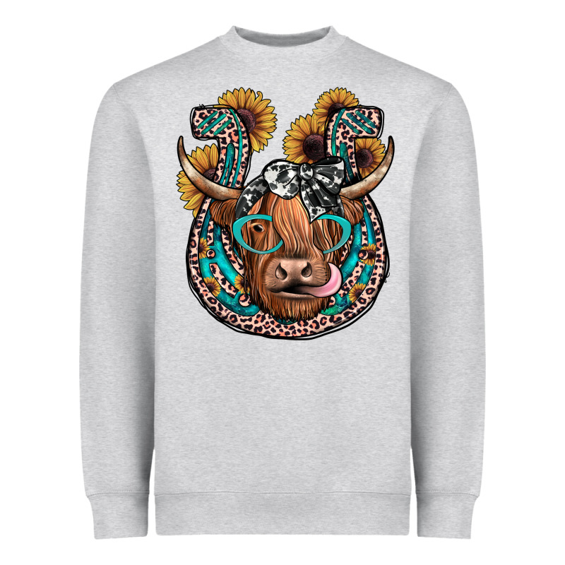 Highland Cow Horseshoe Heavyweight Sweatshirt by JahusDesignShop | Teevron