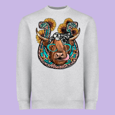 Highland Cow Horseshoe Heavyweight Sweatshirt Designed By Jahusdesignshop