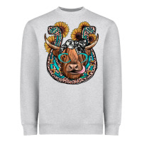 Heather Grey highland cow horseshoe Heavyweight Sweatshirt - JahusDesignShop