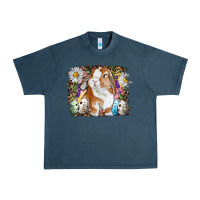 Midnight Navy Easter Bunny With Quail Eggs And Daisy Urban Heavy Tee - RanaPortraitStore