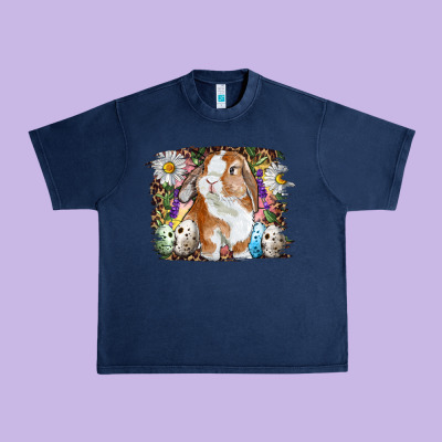 Easter Bunny With Quail Eggs And Daisy Urban Heavy Tee Designed By Ranaportraitstore