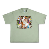 Oil Green Easter Bunny With Quail Eggs And Daisy Urban Heavy Tee - RanaPortraitStore