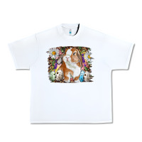 White Easter Bunny With Quail Eggs And Daisy Urban Heavy Tee - RanaPortraitStore