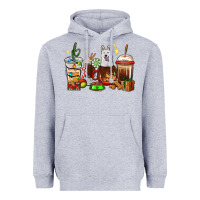 Heather Grey Christmas coffee cups with White Shepherd Heavyweight Hoodie - RanaPortraitStore