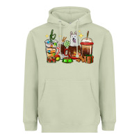 Matcha Christmas coffee cups with White Shepherd Heavyweight Hoodie - RanaPortraitStore