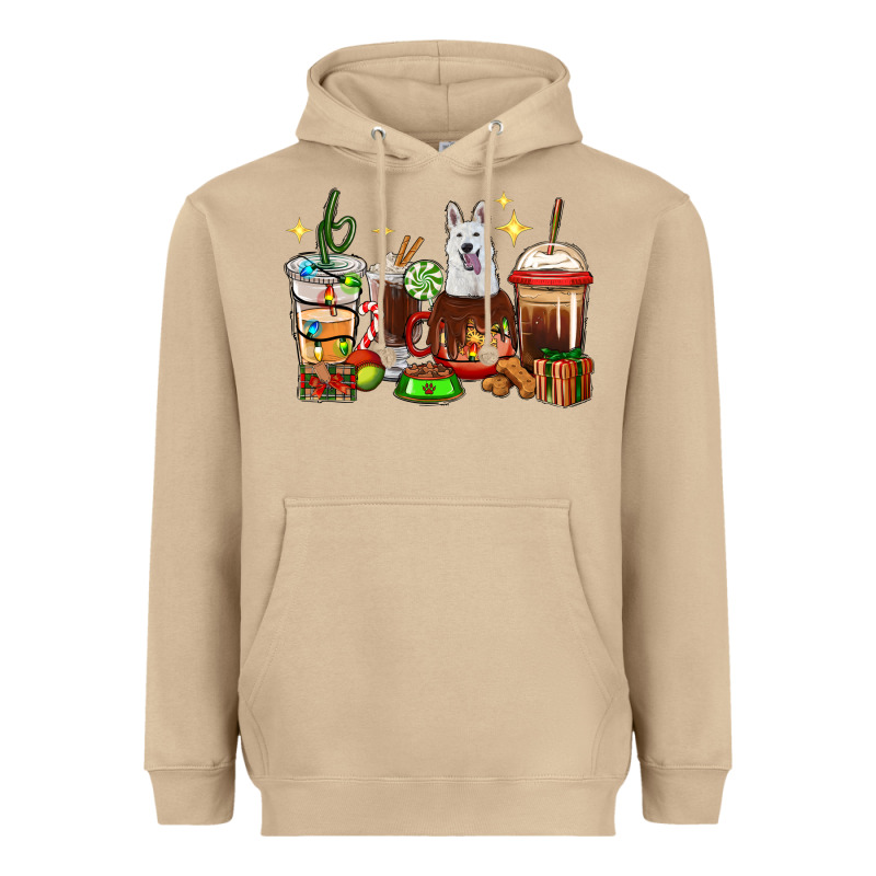 Christmas Coffee Cups With White Shepherd Heavyweight Hoodie by RanaPortraitStore | Teevron