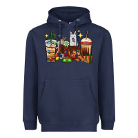 Navy Christmas coffee cups with White Shepherd Heavyweight Hoodie - RanaPortraitStore