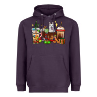 Plum Christmas coffee cups with White Shepherd Heavyweight Hoodie - RanaPortraitStore