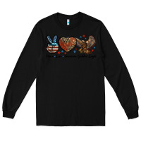 Black Western Peace Love American Golden Eagle Long Sleeve Tee - LillyAllenDesigns