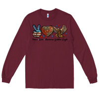 Burgundy Western Peace Love American Golden Eagle Long Sleeve Tee - LillyAllenDesigns