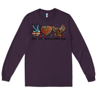 Plum Western Peace Love American Golden Eagle Long Sleeve Tee - LillyAllenDesigns