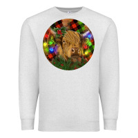 Oatmeal Heather Brown Cow Christmas Premium Sweatshirt - RanaPortraitStore