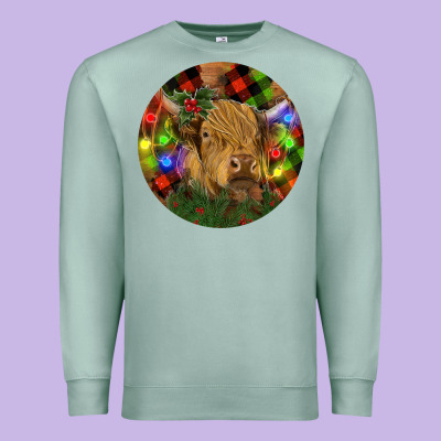 Brown Cow Christmas Premium Sweatshirt Designed By Ranaportraitstore