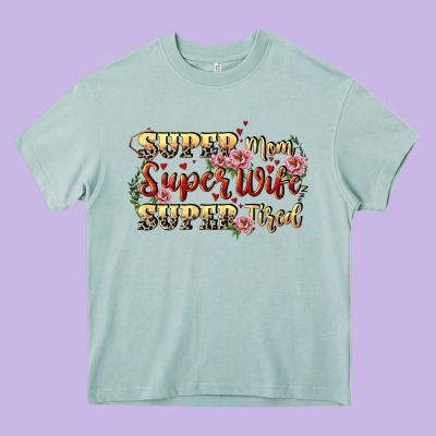 Super Mom Super Wife Super Tired Heavy Core Tee Designed By Cowgirlartshop