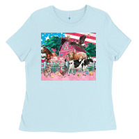 Baby Blue American farm animals tumbler 4th of july Ladies Tee - FaDigitalArtStudio