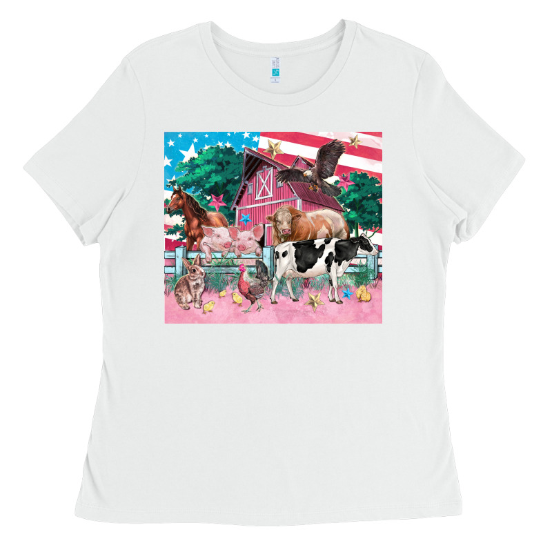 American Farm Animals Tumbler 4th Of July Ladies Tee by FaDigitalArtStudio | Teevron