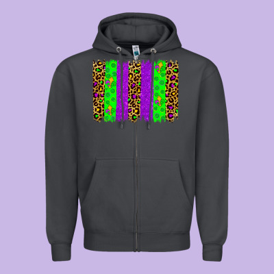 Mardi Gras Brush Stoke Zipper Hoodie Designed By Jahusdesignshop