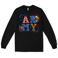 Black Army Veteran leopard frame 4th of July Long Sleeve Tee - LillyAllenDesigns