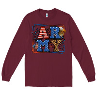 Burgundy Army Veteran leopard frame 4th of July Long Sleeve Tee - LillyAllenDesigns